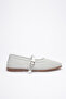 Women's Evening Dress with Net Holes and Silver Straps Ballet Flats - 5