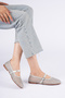 Women's Evening Dress with Net Holes and Silver Straps Ballet Flats
