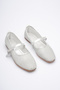 Women's Evening Dress with Net Holes and Silver Straps Ballet Flats - 6