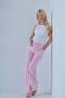 Maternity Flexible Waistband Adjustable Wide Leg Gabardine Trousers Light Pink