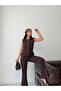 Buttoned Vest, High Waist, Slit-Cut Trousers Set - 4