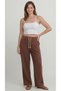 Brown Women's Muslin Trousers – Palazzo Model, Wide Legs, Comfortable and High Waist - 7