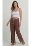 Brown Women's Muslin Trousers – Palazzo Model, Wide Legs, Comfortable and High Waist