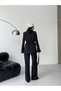 Women's Floral Detailed Double-Breasted Blazer Jacket and Trousers Set Transparent Pleated Cuff Stylish Two-Piece Set - 9