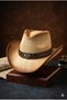 Premium Straw Cowboy Hat - Western Hat with Vintage Detail - Embroidered Cowboy Hat - 3