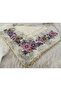 Handmade Patterned Hand Embroidered Cheesecloth with Ring Beads on the Writing Edge Yemeni, Scarf, 4 Sides Embroidered - 4