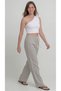 Gray Women's Muslin Pants – Palazzo Model, Wide Legs, Comfortable and High Waist - 4