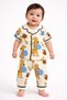 100% Cotton Short Sleeve Buttoned Summer Girls Boys Unisex Giraffe Milk Patterned Baby Kids Pajama Set - 3