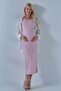 Maternity Side Slit Strappy Ribbed Midi Dress Pink