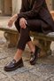 Agatha Imported Buckle Detail Leofer Women's Shoes Brown