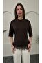 Lace Detailed T-Shirt Coffee Color