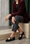 Erna Women's Ballet Flats with Ankle Strap Detail and Buckle, Black - 3