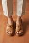 Noemi̇ Genuine Leather Padded Heel Women's Sandals Tan - 3