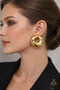 Moderna Series Women's Gold Color Curved Hoop Earrings - Modern Design Earrings with Geometric Forms - 2