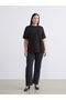 Brown Crew Neck Embroidered Women's T-Shirt (S6) - 6
