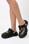 Women's Black Eva Sandals Slippers with Chain and Bow Accessory Detail, Lightweight Comfortable Sole for Daily Use - 4