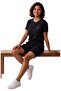 Women's Basic Black T-Shirt and Shorts Set – Sporty & Casual Style (with Cargo Pockets) - 2