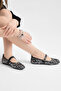 Women's Black Silver Comfortable Fit Sequin Buckle Daily Ballerinas - 5