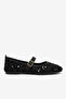 Women's Black Black Comfortable Fit Sequined Buckle Daily Ballerinas - 3