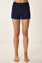 Button Detailed Ribbed Knitted Pajama Set Lrn0031 Dark Blue - 3