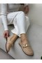 Beige Suede (Ivey) Gold Buckle Detail Women's Casual Shoes - 3