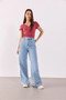 Women's Matilda Button Detailed Fitted T-Shirt 100% Cotton - Dried Rose - 4