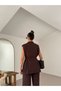 Women's Vest and Trousers Set with Pile Detail and Side Ties - 5