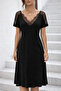 Women's Lace V-Neck Short Sleeve Viscose Dress