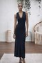Women's Summer Sleeveless V-Neck Long Knit Dress - 3