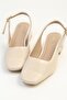 Beige Patent Leather Women's Heeled Sandals Pc-55795 - 3