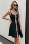 Women's Round Neck Strappy Stripe Patterned Flared Dress
