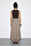 Women's Beige Waist-Tie Long Flared Skirt De261032 60286077 - 4