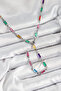 Stylish Brass Colorful Zircon Stone Rectangular Model Silver Color Women's Y Necklace Teachers Mothers Beloved