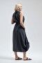 Women's Anthracite Pocketed Sleeveless Zipper-Down Buckle Modal Fabric Dress - 5