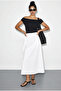 Women's White Waist-Tie Long Flared Skirt De261032 60286077 - 3