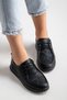 Women's Black Lace-Up Casual Shoes Comfortable Lightweight Non-Slip Sole - 5