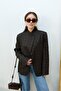 Women's Brown Notched Collar Single Button Plaid Blazer Jacket - 2