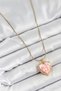 Stylish 316L Steel Chain Pink Artistic Portrait Pearl Detailed Daisy Figured Heart Model Gold Color Women - 2
