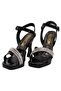 Black Patent Leather Stone Classic Heel Women's Shoes - 2