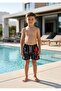Boy's Character Printed Black Swim Shorts-26961
