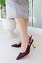 Burgundy Patent Leather Classic Heeled Women's Shoes - 3