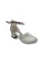 7555-26 Glittery Striped Stony Heeled Karnıyarık Girls' Ballerinas 26-30