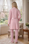 New Season Powder Shawl Collar Buttoned Summer Jacquard Short Sleeve Maternity Pajama Set - 3
