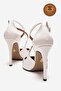 Genuine Leather White Patent Leather Pointed Toe Ankle Strap High Thin Heeled Shoes Cleo - 4