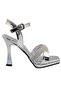 Silver Patent Leather Stone Classic Heel Women's Shoes