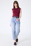 Women's Light Blue Snow & Tint Wash Mom Jean Pants – High Waist Lycra Stretch Denim