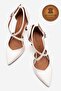 Genuine Leather White Patent Leather Pointed Toe Ankle Strap High Thin Heeled Shoes Cleo - 5