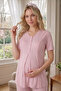 New Season Powder Shawl Collar Buttoned Summer Jacquard Short Sleeve Maternity Pajama Set - 5