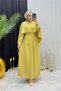 Women's Oil Green Cape with Waist Tie Detail, Hijab Dress Nms088