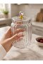 3-Piece Borosilicate Glass Optical Striped Crystal Jar Set with Gold Lid 1100 ml - 3